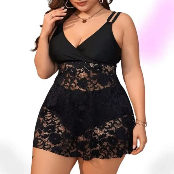 Confident Curves Lace Tankini Swimsuit