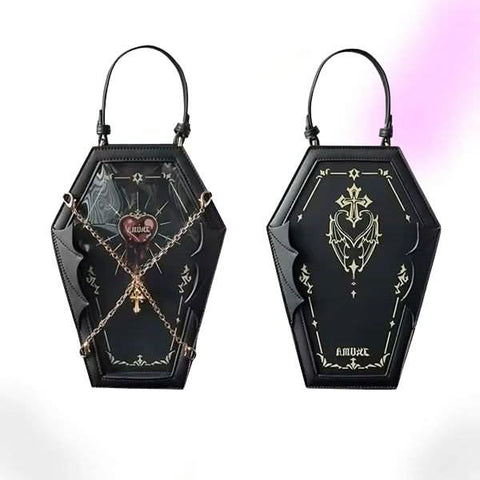 Gothic Coffin Ita Bag with Chain & Wings