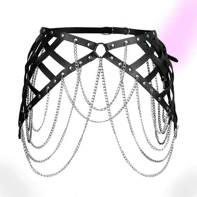 Katriona Leather Belt With Chains