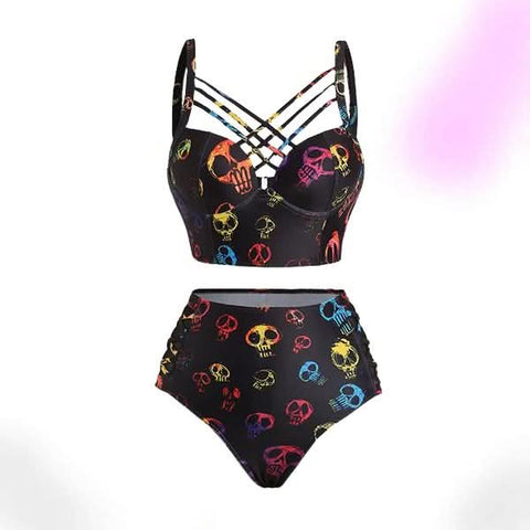 Day of the Dead Swimwear Crisscross Bikini