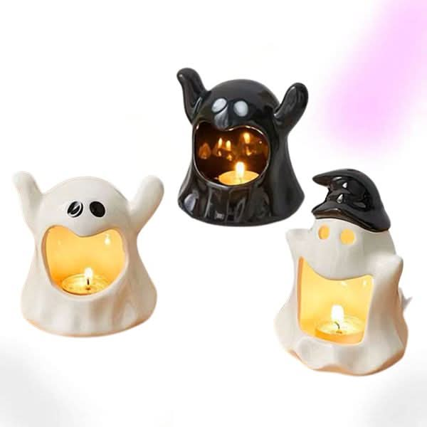 Spooky Sweet Spirits Ceramic Ghost Candle Holders