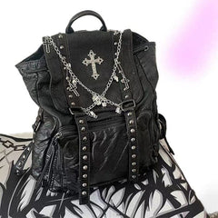 Cross Skeleton Chain Backpack Bag