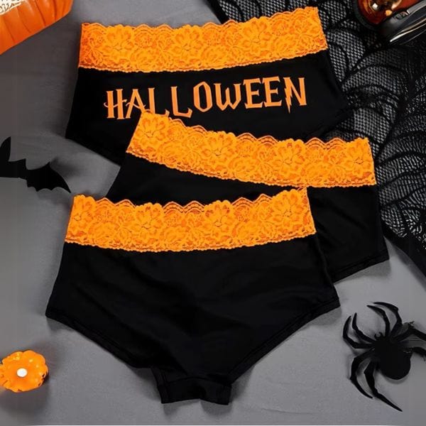 Elegant High-Waist Lace Panties - Halloween Underwear