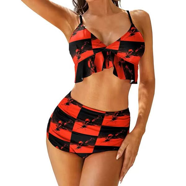 Midnight Dip Two Tone High Waist Bikini Set