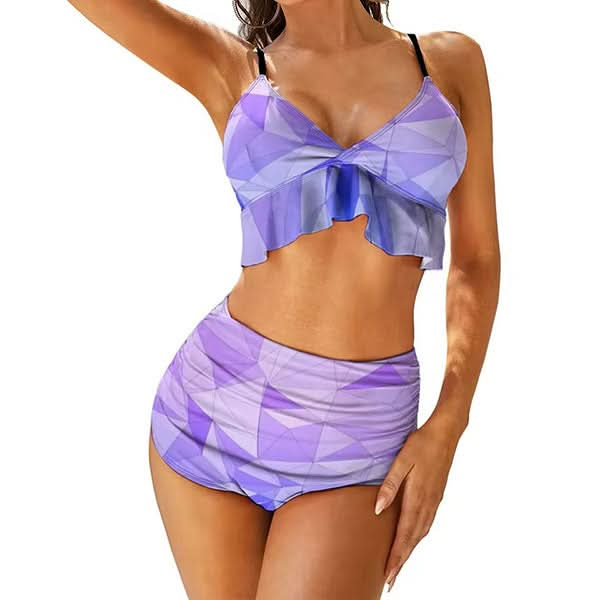 Midnight Dip Two Tone High Waist Bikini Set