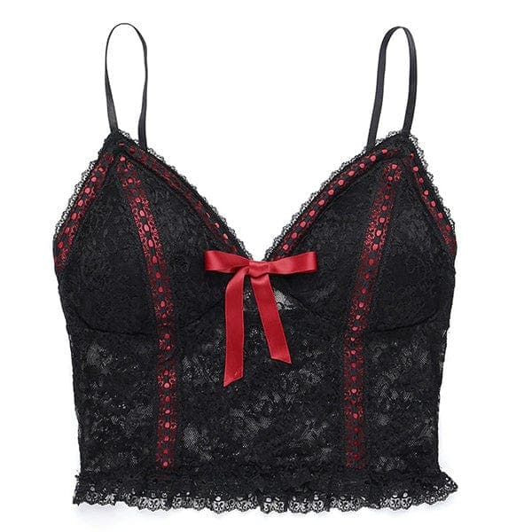 Red Bow Lace Camisole Top