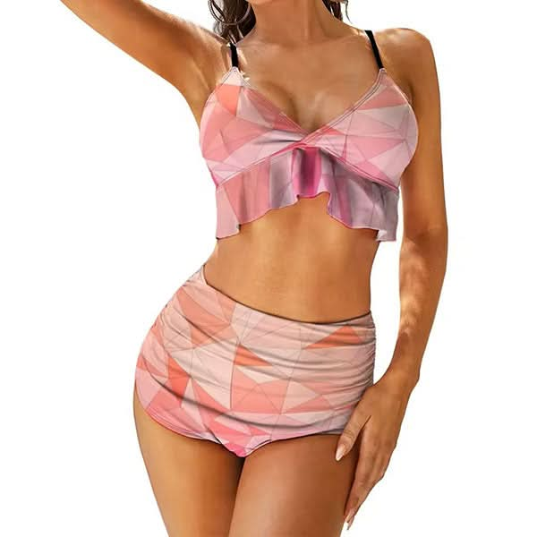 Midnight Dip Two Tone High Waist Bikini Set