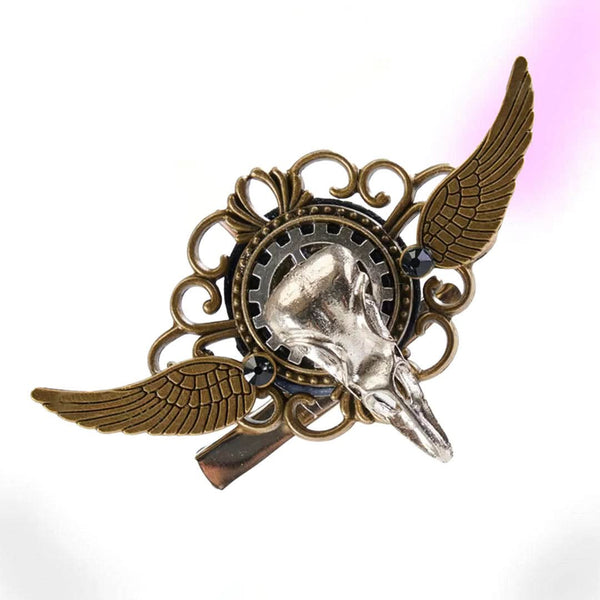 Gothic Bird Skeleton Hair Clip