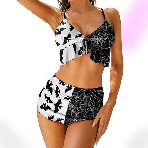 Midnight Dip Two Tone High Waist Bikini Set