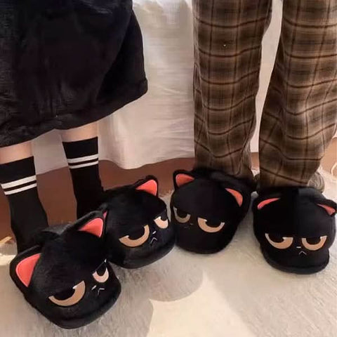 Cute Black Cat Slippers