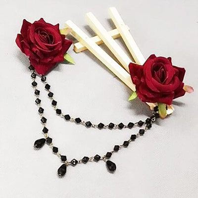 Double Rose Chain Hair Clip