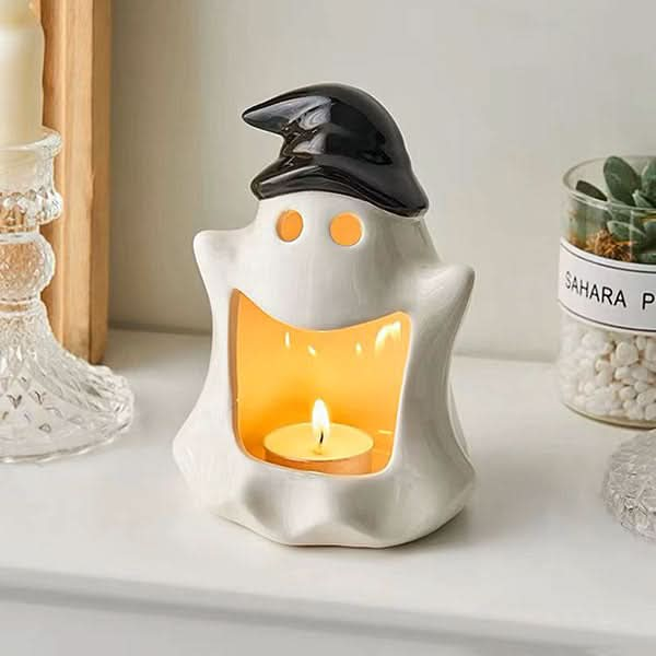 Spooky Sweet Spirits Ceramic Ghost Candle Holders