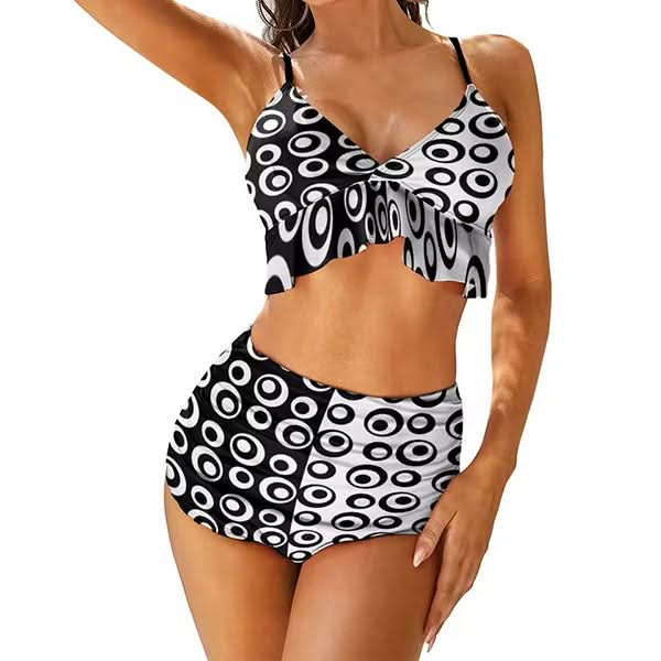 Midnight Dip Two Tone High Waist Bikini Set