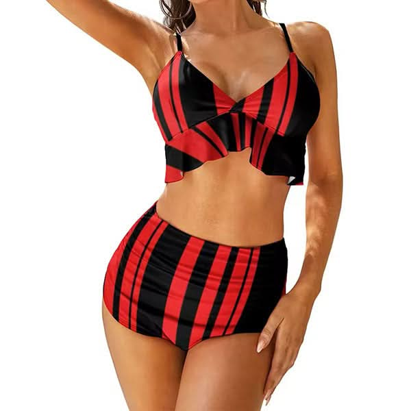 Midnight Dip Two Tone High Waist Bikini Set