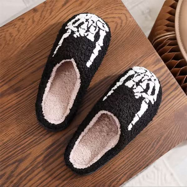 Skull Finger Embroidery Slippers