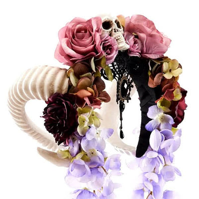 Skull FLower Veil Headband