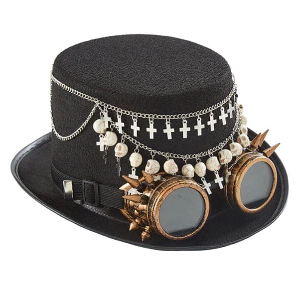 Steampunk Cross Magician Hat With Glasses