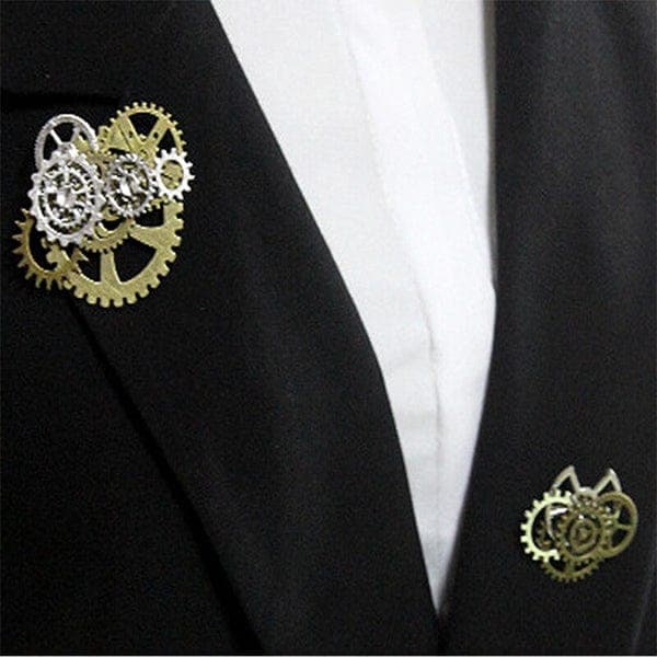 Vintage Punk Metal Gears Brooch