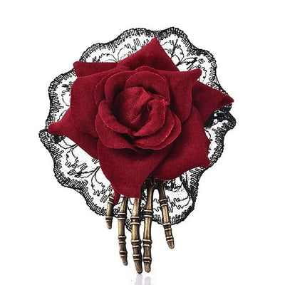 Midnight Rose Skeleton Hair Clip