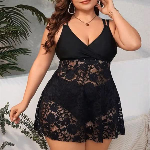 Confident Curves Lace Tankini Swimsuit