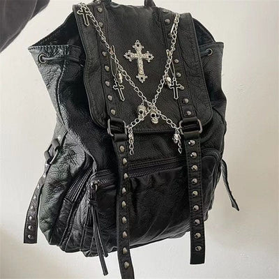 Cross Skeleton Chain Backpack Bag