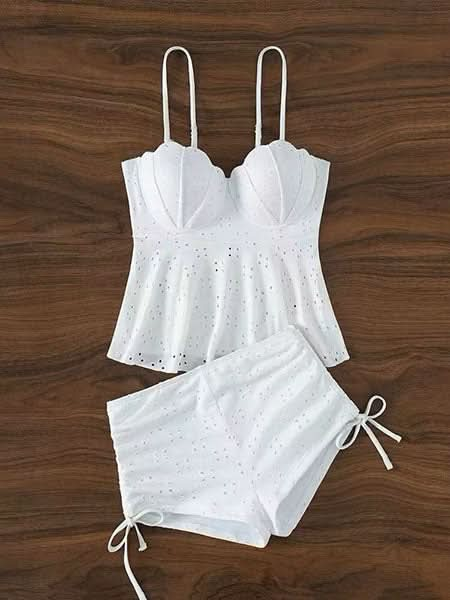  Eyelet Embrace High-Waist Tankini Set