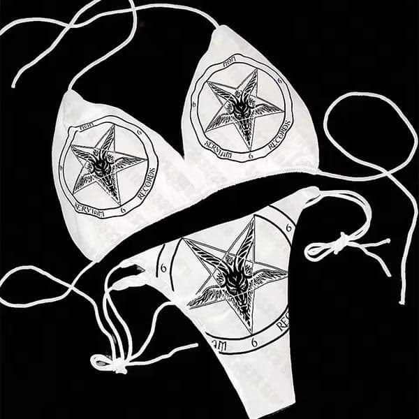 Wonder Gothic Lace-Up Thong Bikini Set