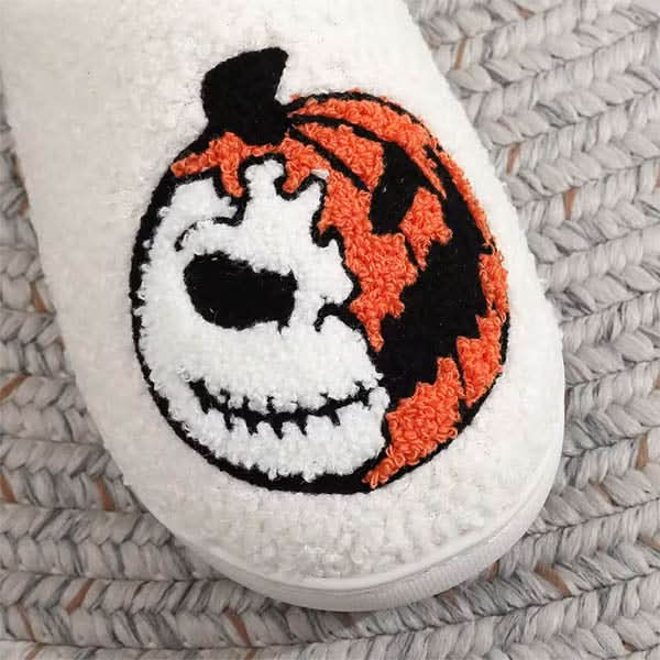 Halloween Pumpkin Embroidery Slippers