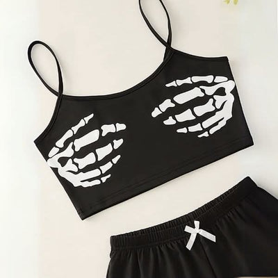 Skeleton's Grip Sleepwear – Stylish Sleeveless Top & Shorts Set