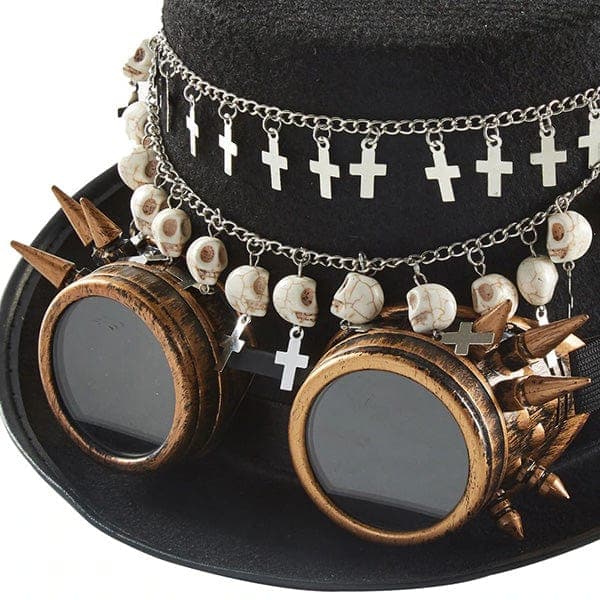 Steampunk Cross Magician Hat With Glasses