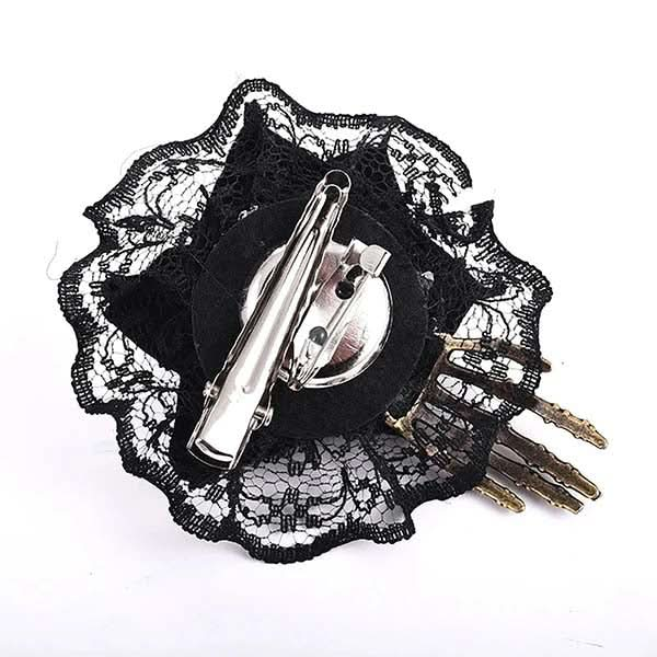 Midnight Rose Skeleton Hair Clip