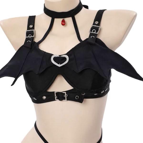 Dark Elegant Bat Lingerie Set Winged Top with Sheer Bottom | Gothic Lingerie Gothic Babe Co Dark Elegant Bat Lingerie Set Winged Top with Sheer Bottom | Gothic Lingerie Gothic Babe Co