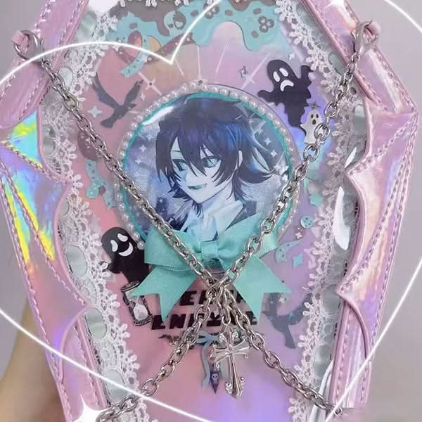 Gothic Coffin Ita Bag with Chain & Wings