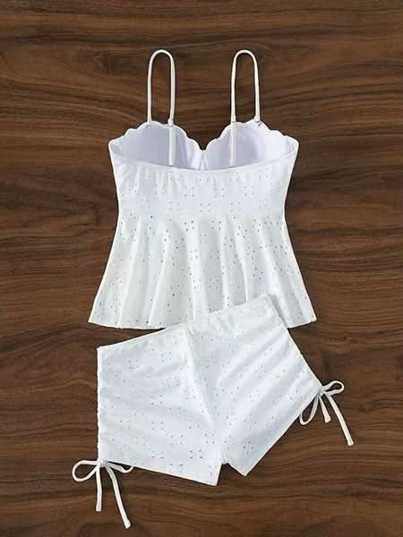  Eyelet Embrace High-Waist Tankini Set