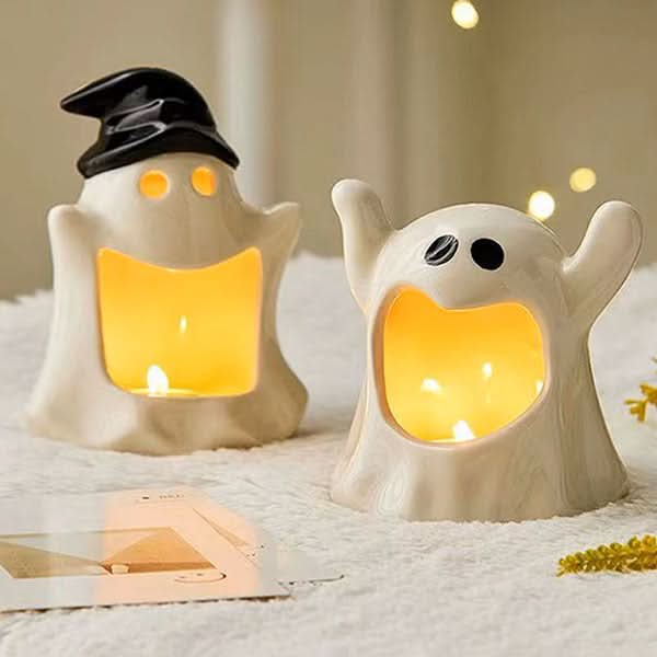 Spooky Sweet Spirits Ceramic Ghost Candle Holders