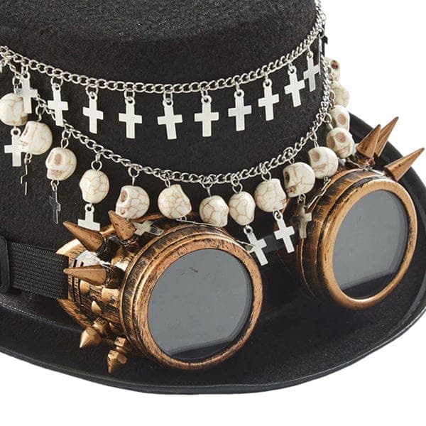 Steampunk Cross Magician Hat With Glasses
