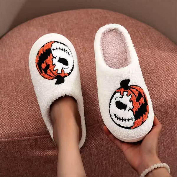 Halloween Pumpkin Embroidery Slippers