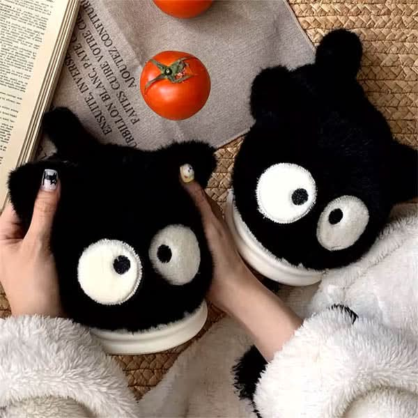 Cute Black Cat Slippers