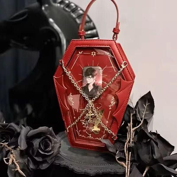 Gothic Coffin Ita Bag with Chain & Wings