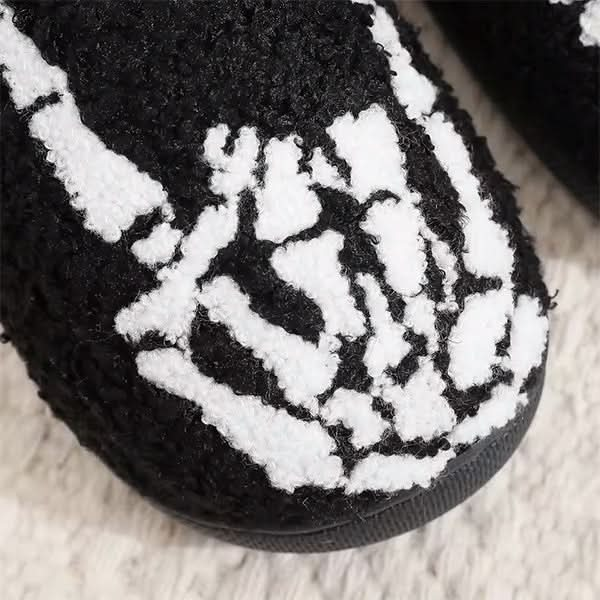 Skull Finger Embroidery Slippers