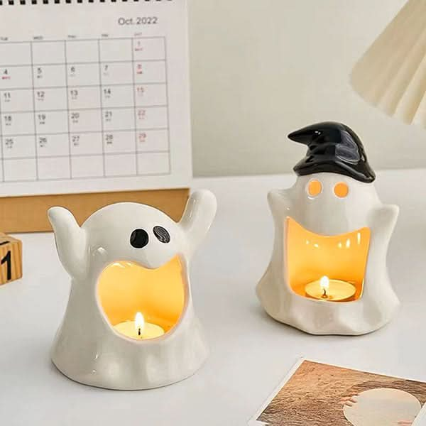 Spooky Sweet Spirits Ceramic Ghost Candle Holders