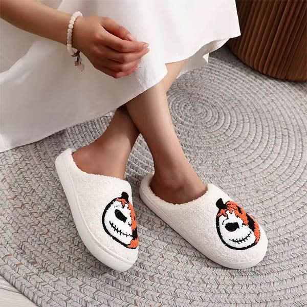 Halloween Pumpkin Embroidery Slippers