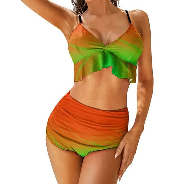 Midnight Dip Two Tone High Waist Bikini Set