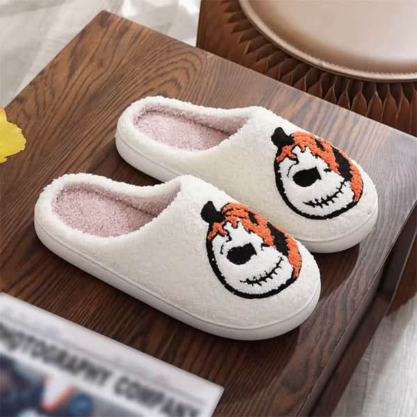 Halloween Pumpkin Embroidery Slippers