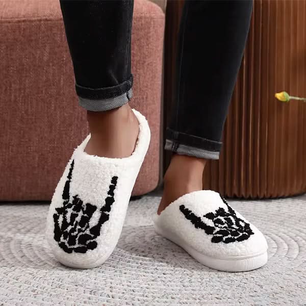 Skull Finger Embroidery Slippers