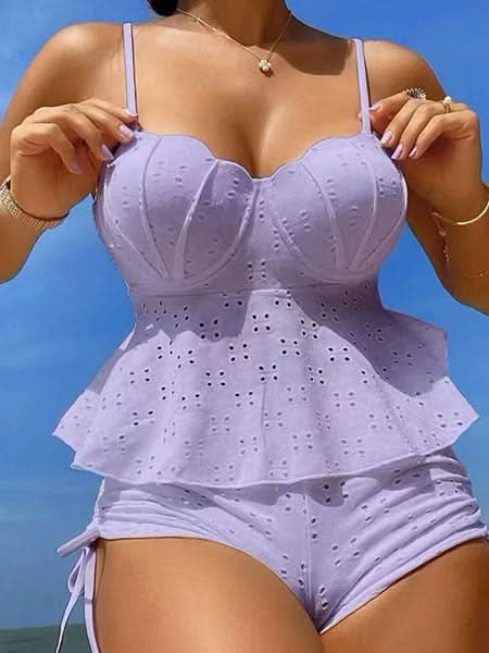  Eyelet Embrace High-Waist Tankini Set