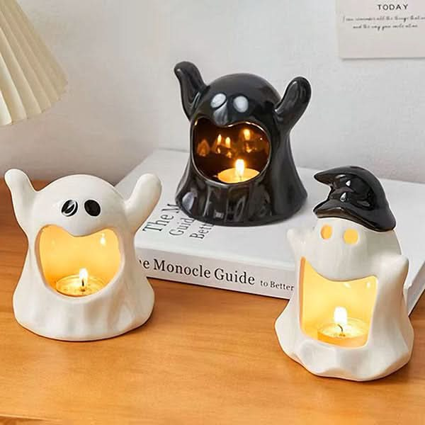 Spooky Sweet Spirits Ceramic Ghost Candle Holders