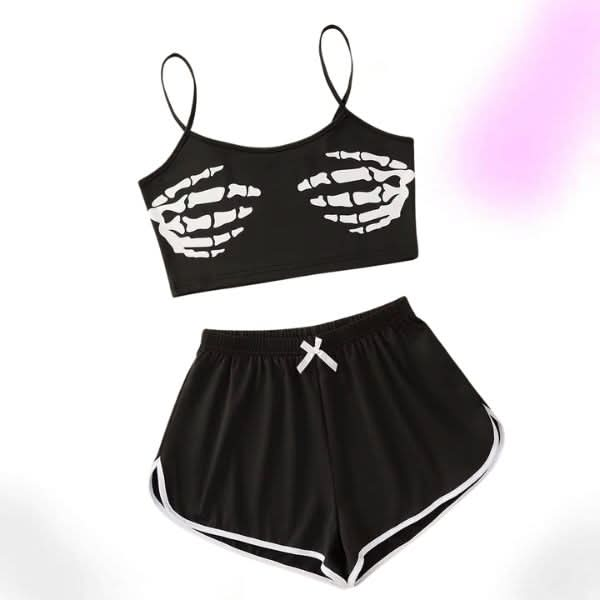 Skeleton's Grip Sleepwear – Stylish Sleeveless Top & Shorts Set