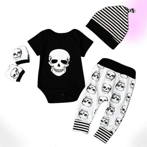 Classic Skull Goth Baby Clothes Set