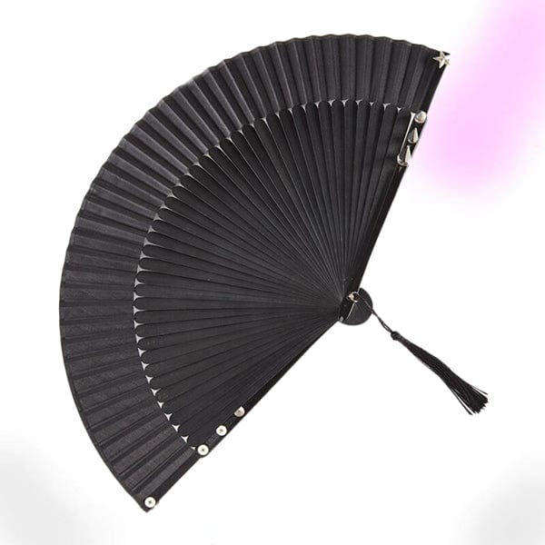 Black Rivet Steampunk Hand Fan